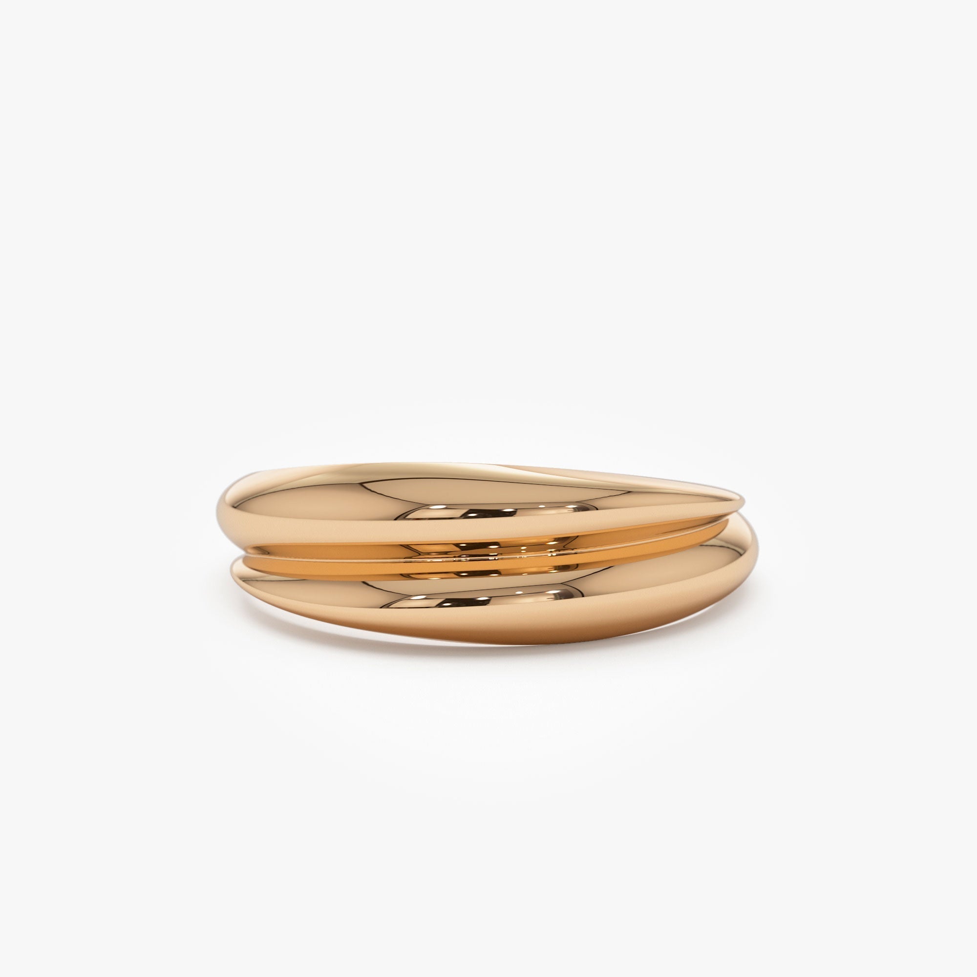 14k Dome Dual Band Stackable Statement Ring - GeumJewels