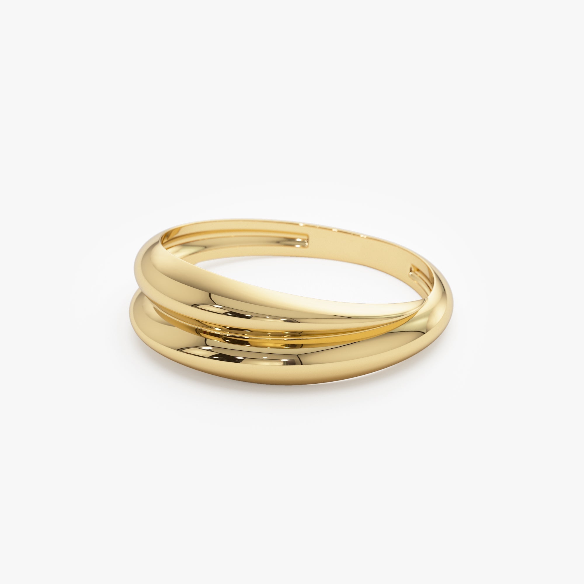 14k Dome Dual Band Stackable Statement Ring - GeumJewels