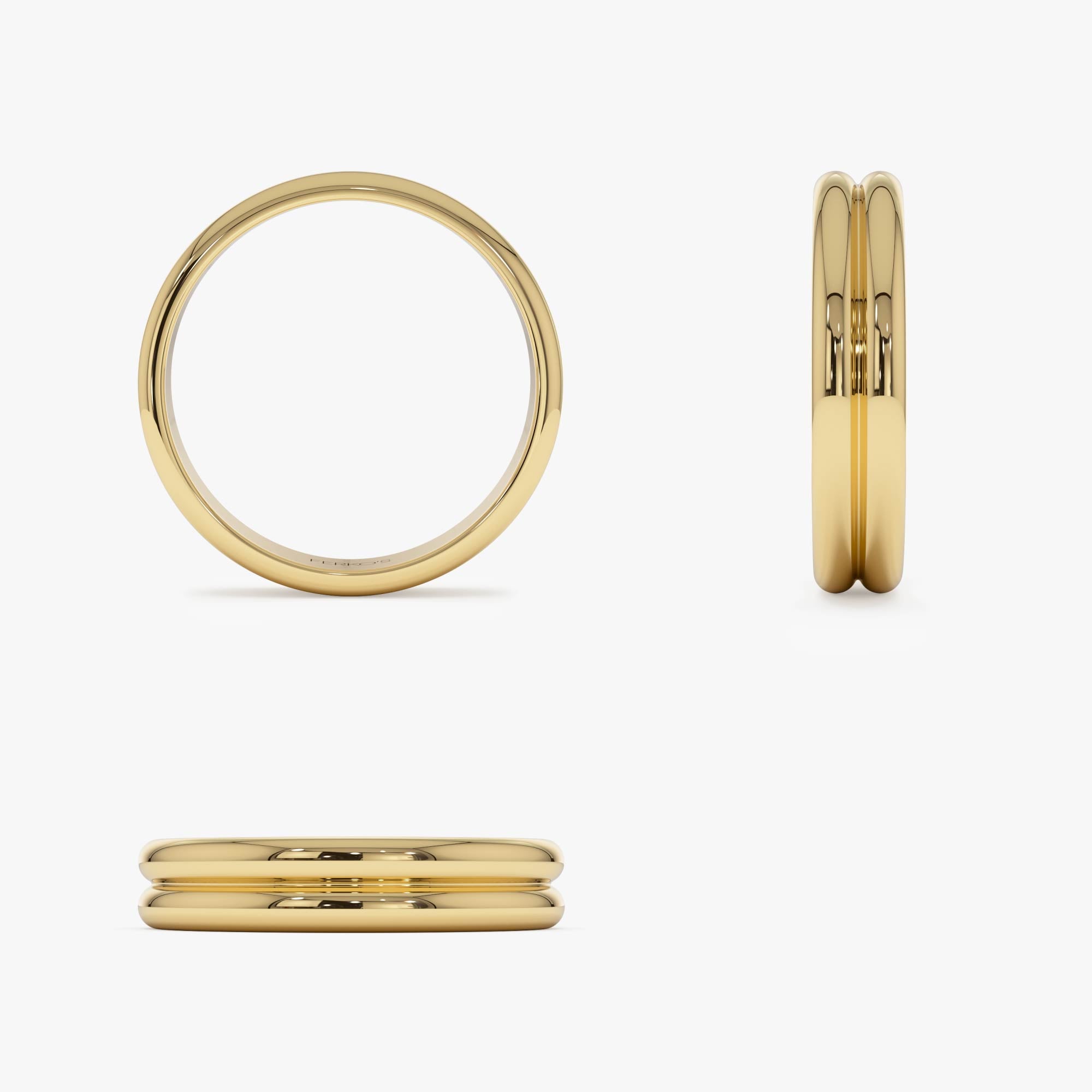 14k Double Dome Band Wedding Ring - GeumJewels