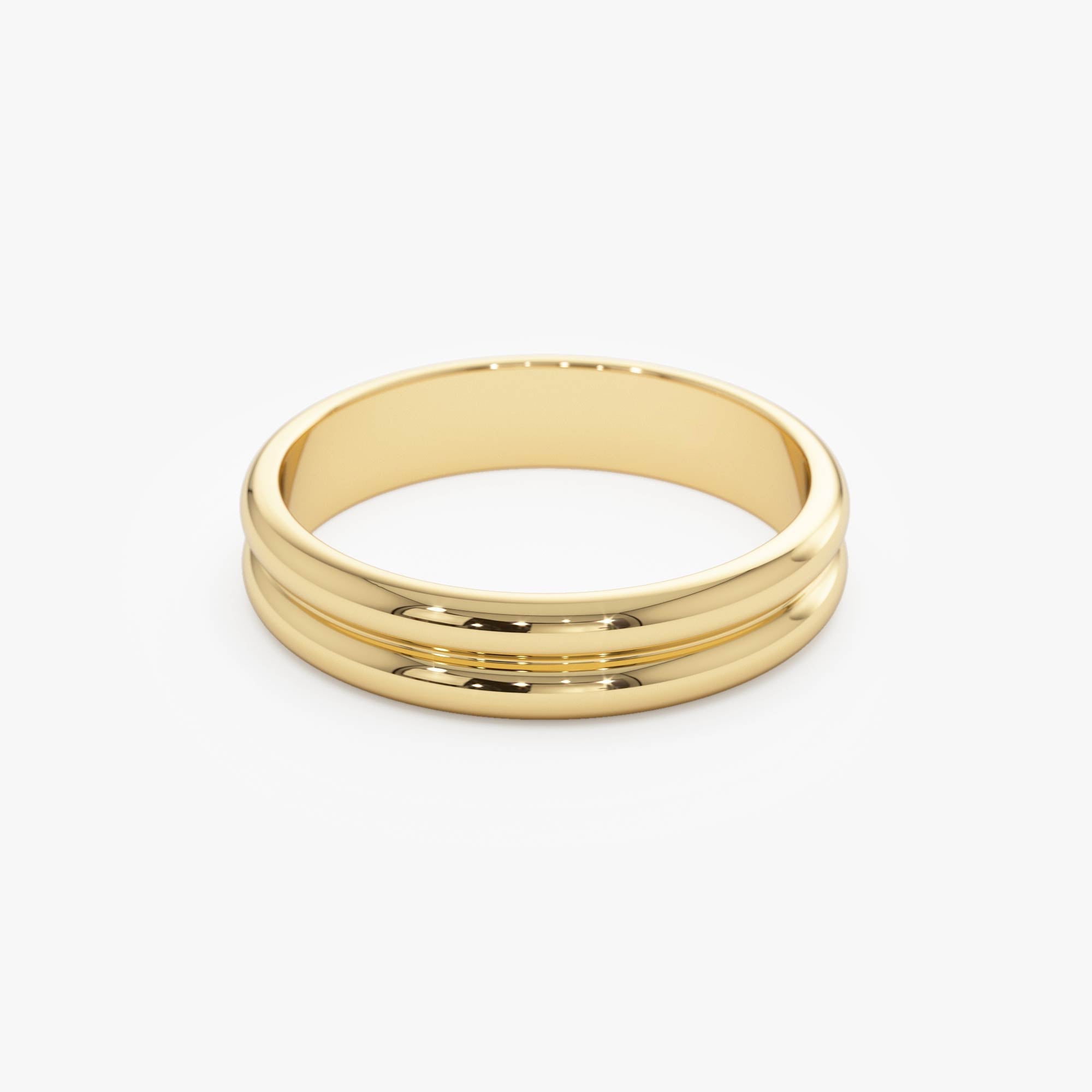 14k Double Dome Band Wedding Ring - GeumJewels
