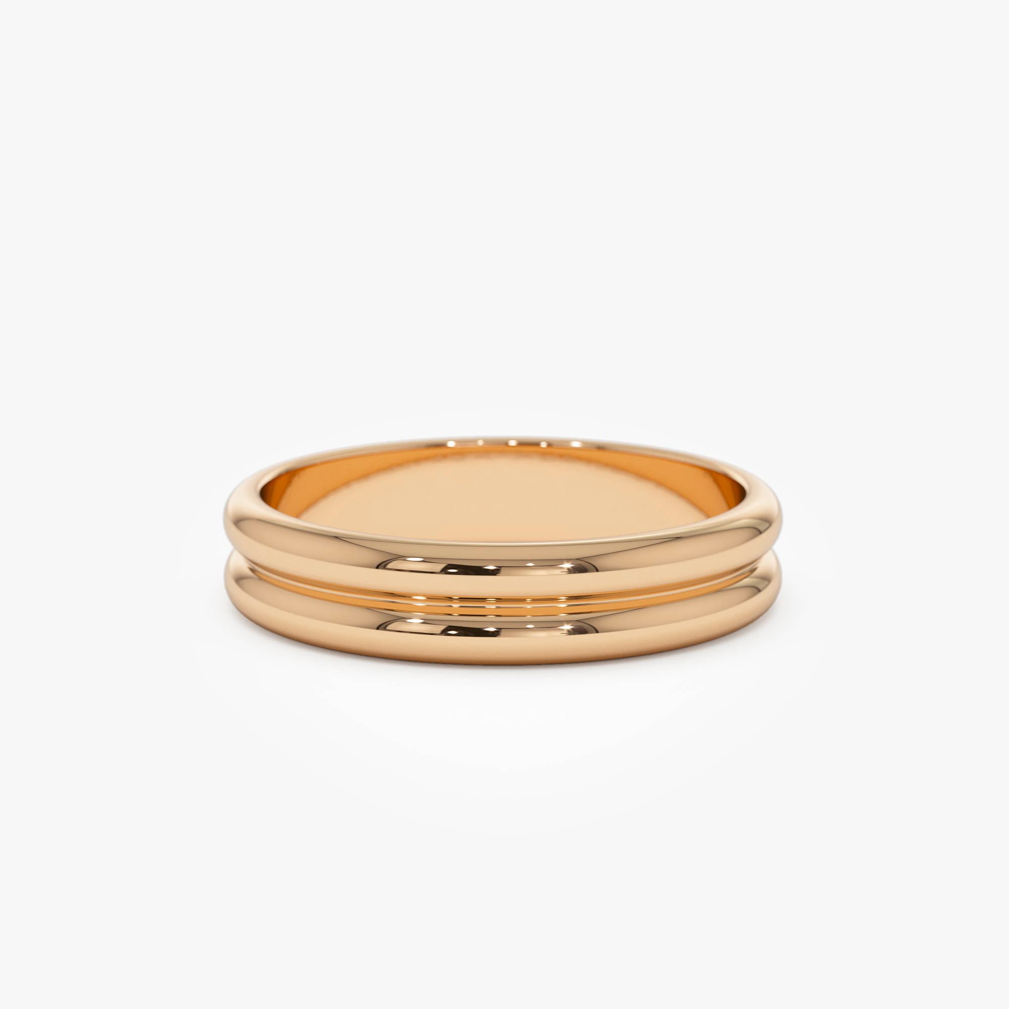 14k Double Dome Band Wedding Ring - GeumJewels