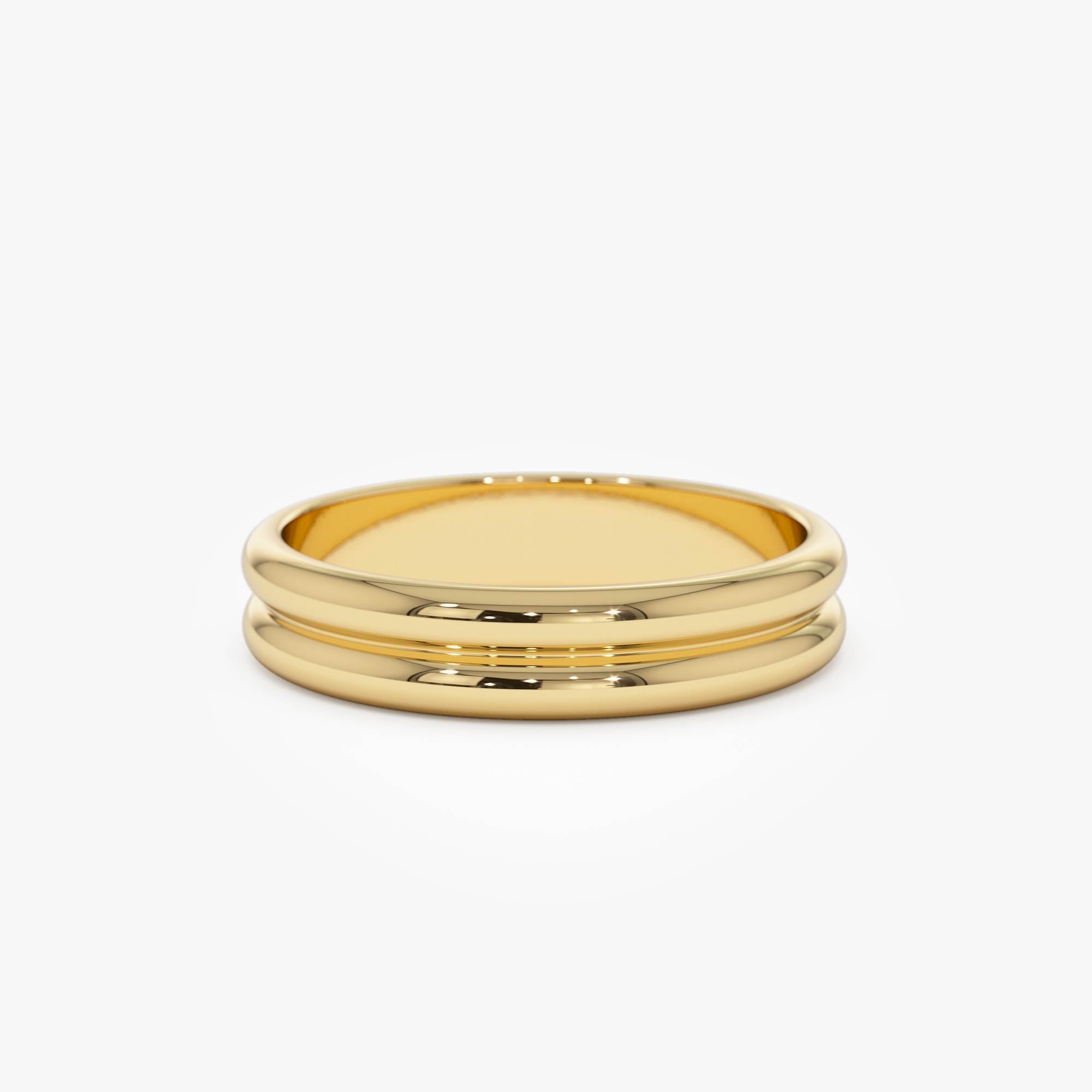 14k Double Dome Band Wedding Ring - GeumJewels