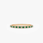 14K Emerald and Diamond Alternating Eternity Ring - GeumJewels
