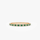 14K Emerald and Diamond Alternating Eternity Ring - GeumJewels