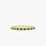 14K Emerald and Diamond Alternating Eternity Ring - GeumJewels