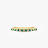14K Emerald and Diamond Alternating Eternity Ring - GeumJewels