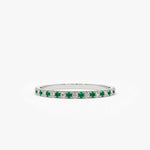 14K Emerald and Diamond Alternating Eternity Ring - GeumJewels