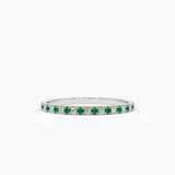 14K Emerald and Diamond Alternating Eternity Ring - GeumJewels