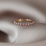 14K Emerald and Diamond Alternating Eternity Ring - GeumJewels