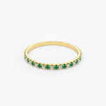 14K Emerald and Diamond Alternating Eternity Ring - GeumJewels