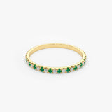 14K Emerald and Diamond Alternating Eternity Ring - GeumJewels