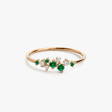 14k Emerald and Diamond Cluster Ring - GeumJewels