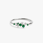 14k Emerald and Diamond Cluster Ring - GeumJewels