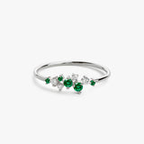 14k Emerald and Diamond Cluster Ring - GeumJewels