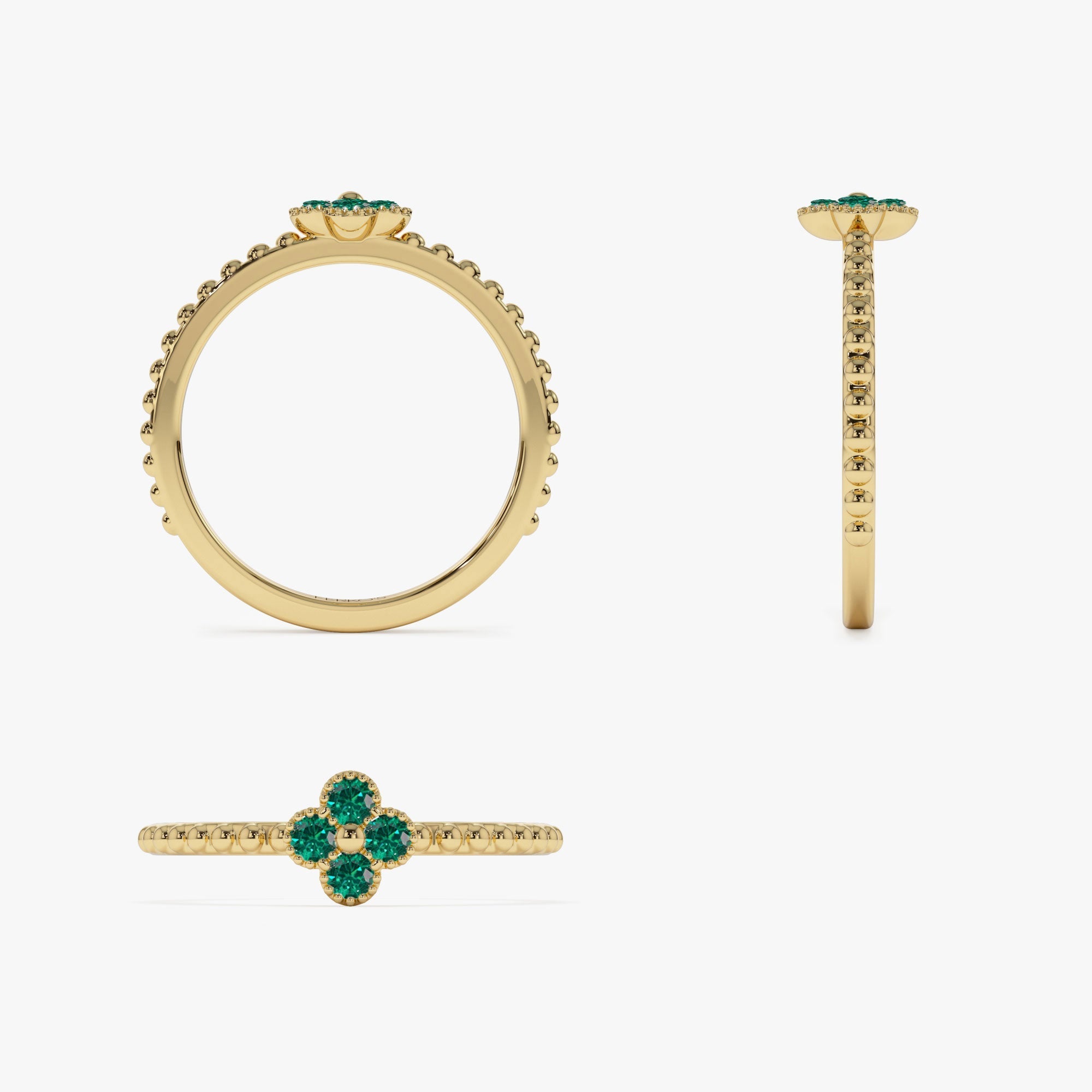14k Emerald Clover Ring - GeumJewels