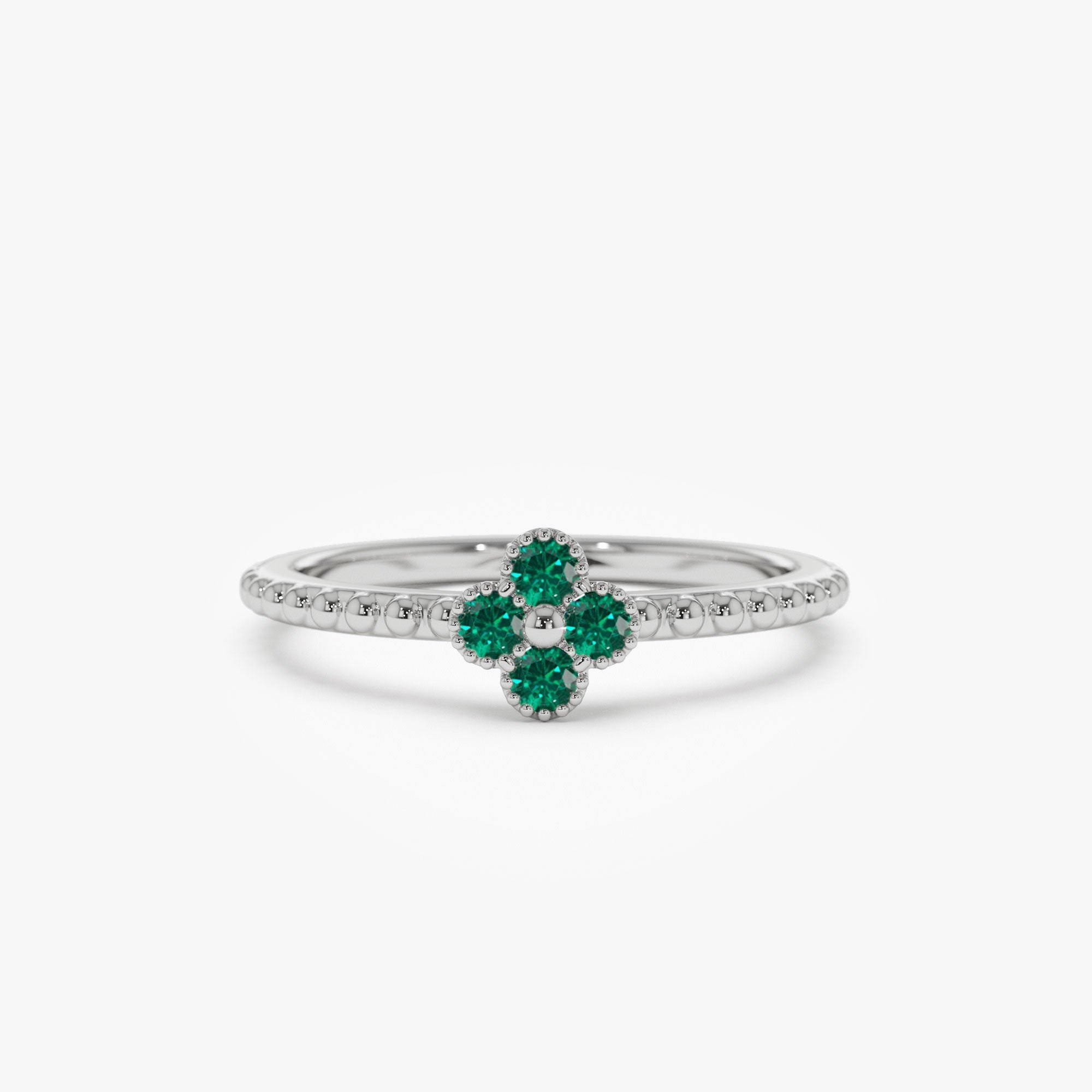 14k Emerald Clover Ring - GeumJewels