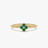 14k Emerald Clover Ring - GeumJewels