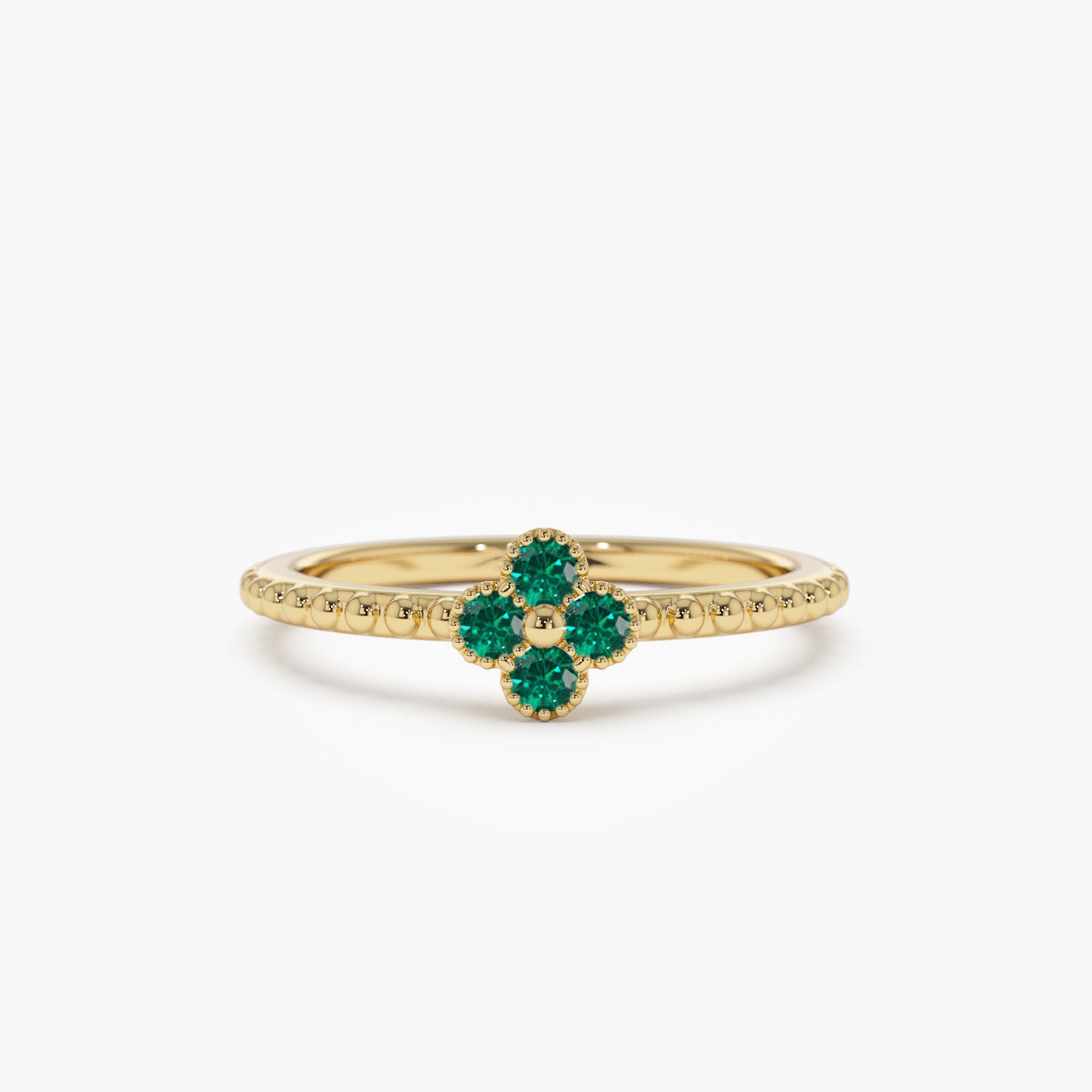 14k Emerald Clover Ring - GeumJewels