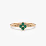 14k Emerald Clover Ring - GeumJewels