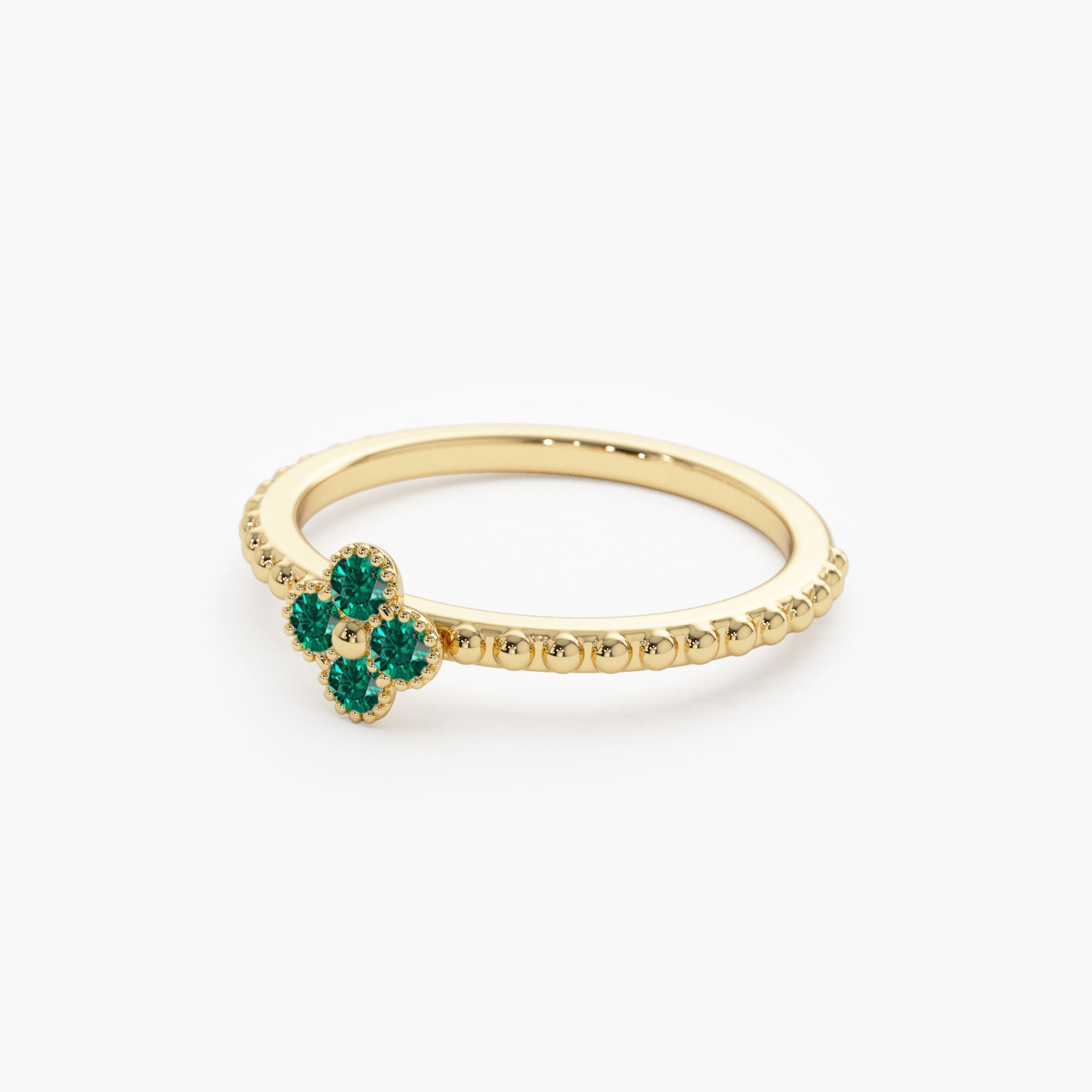 14k Emerald Clover Ring - GeumJewels
