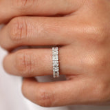 14K Emerald Illusion Diamond Wedding Band - GeumJewels