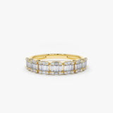 14K Emerald Illusion Diamond Wedding Band - GeumJewels