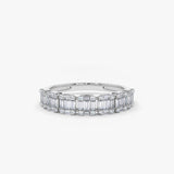 14K Emerald Illusion Diamond Wedding Band - GeumJewels