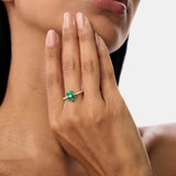 14K Five-Leaf Emerald and Diamond Ring - GeumJewels
