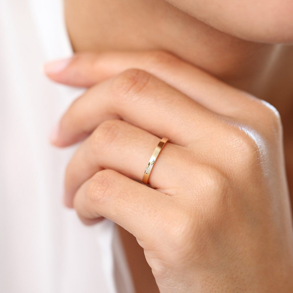14k Flat 2MM wedding band - GeumJewels