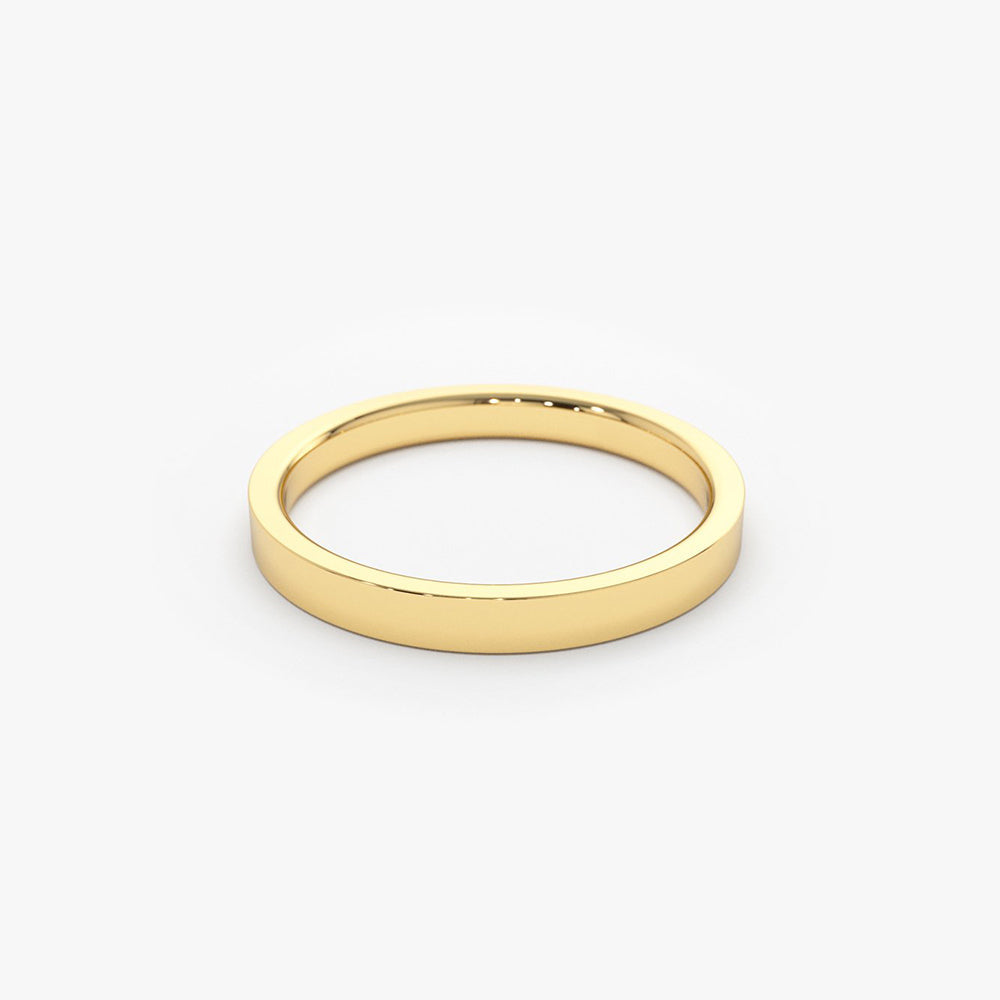 14k Flat 2MM wedding band - GeumJewels