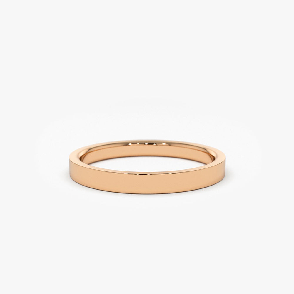 14k Flat 2MM wedding band - GeumJewels