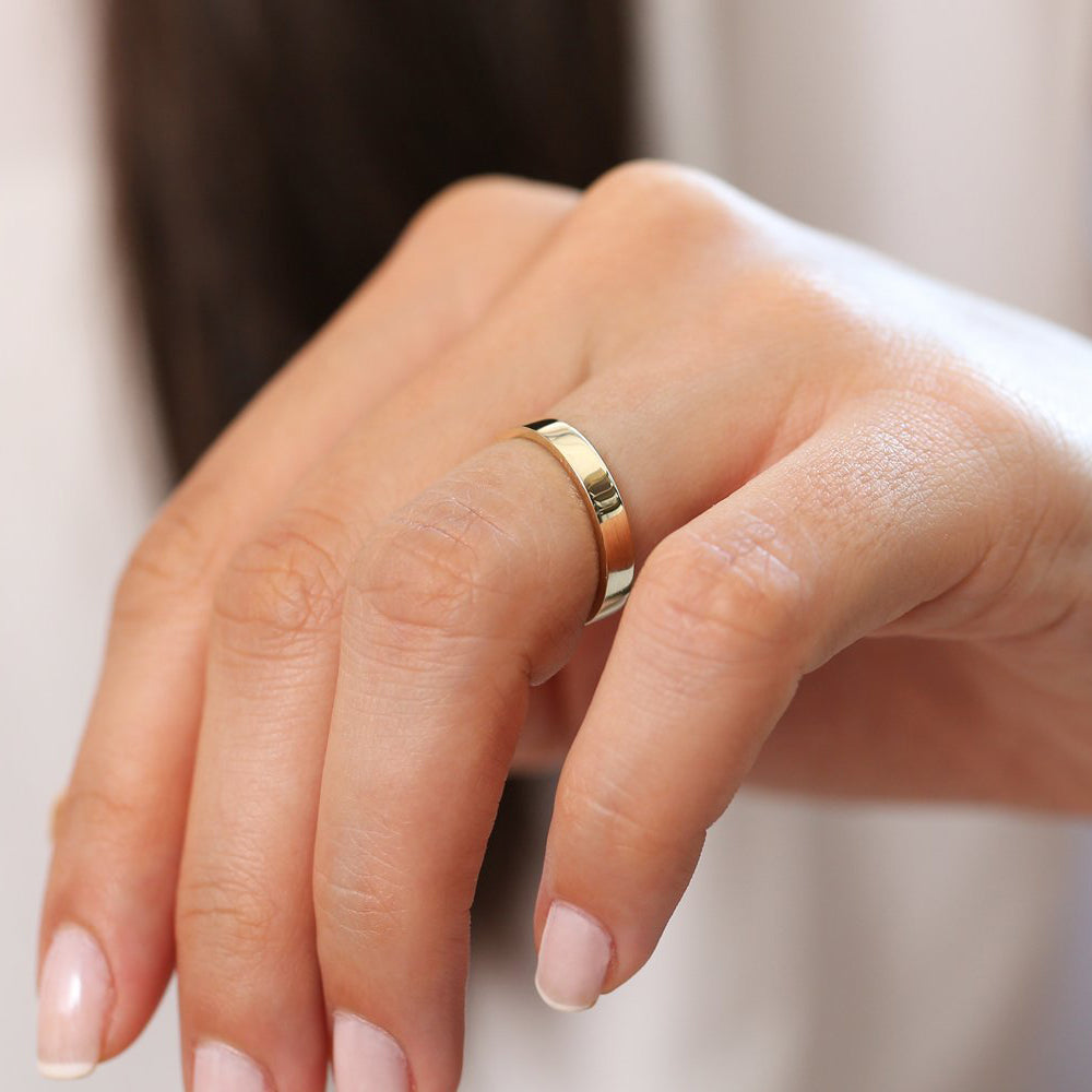 14K Flat 3MM Wedding Band - GeumJewels