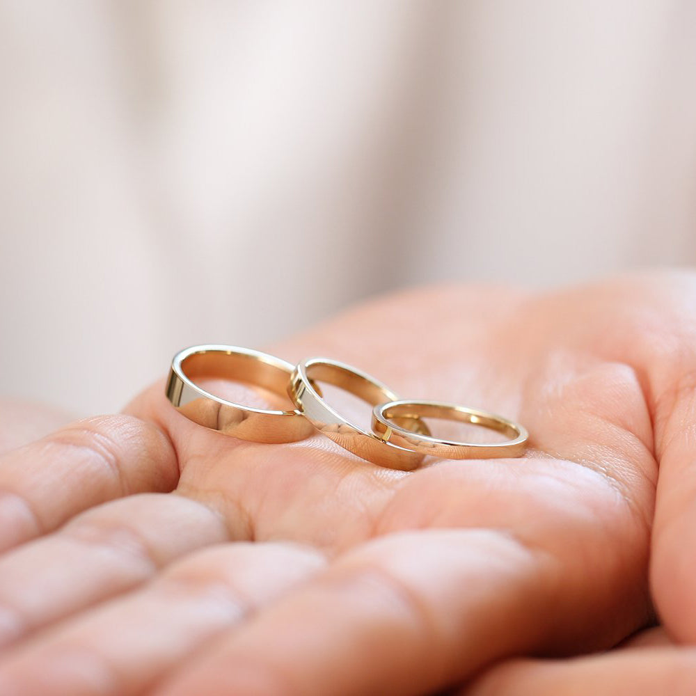 14K Flat 3MM Wedding Band - GeumJewels