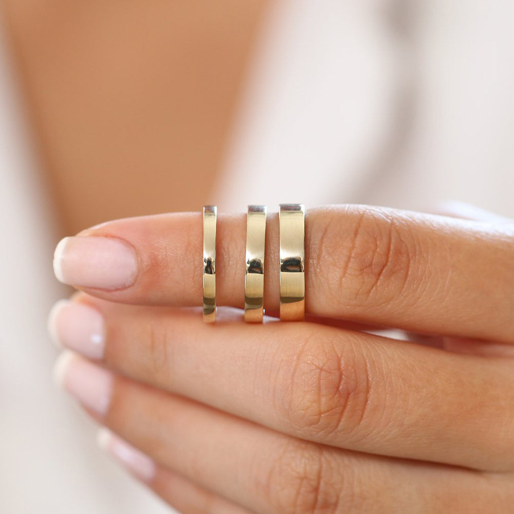 14K Flat 3MM Wedding Band - GeumJewels