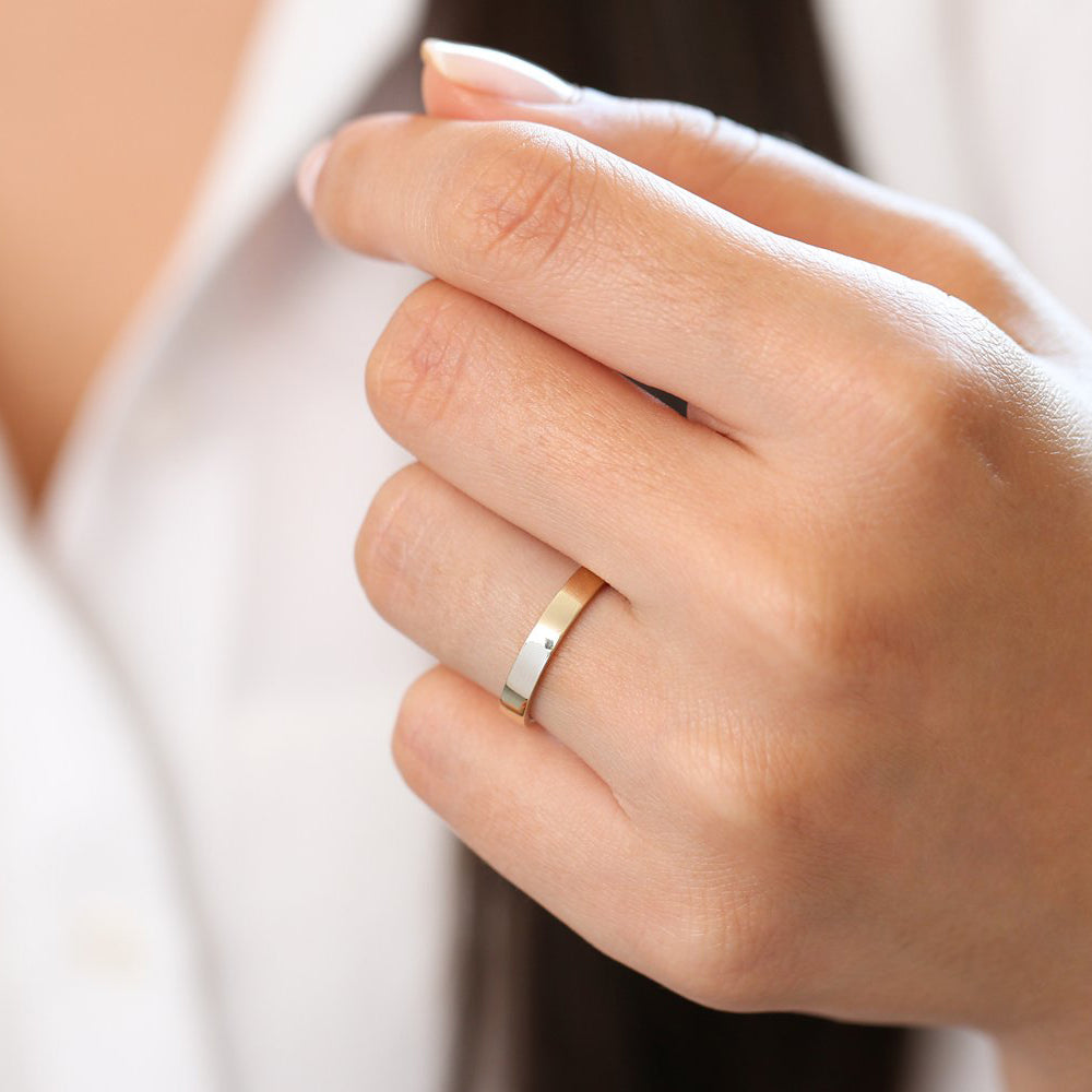 14K Flat 3MM Wedding Band - GeumJewels