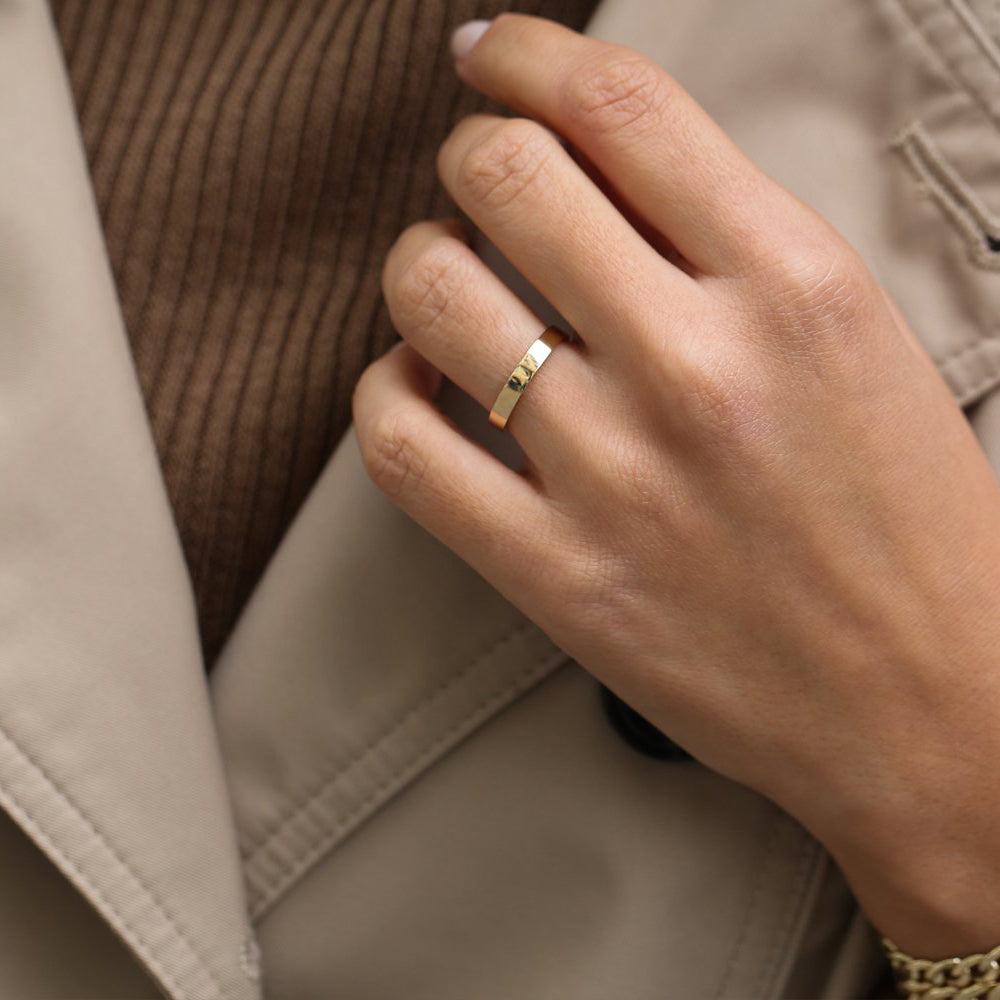 14K Flat 3MM Wedding Band - GeumJewels