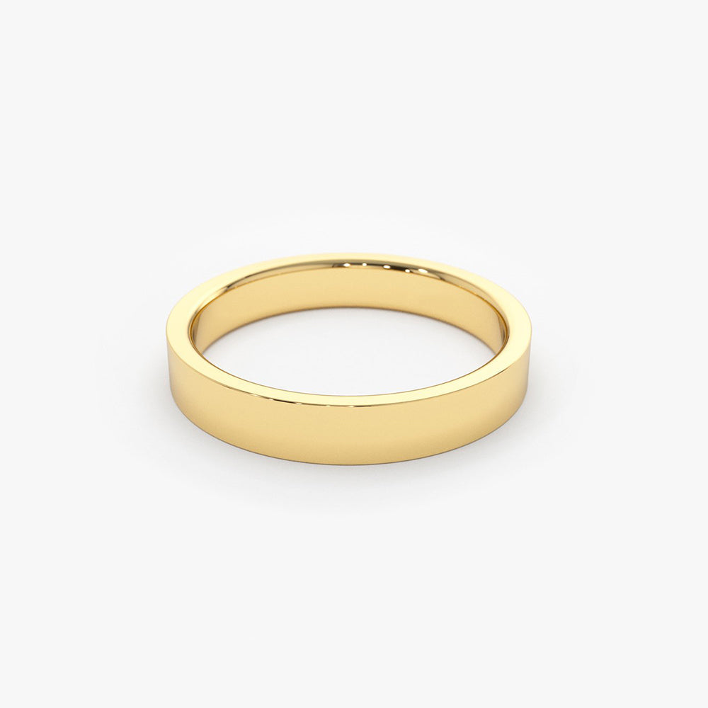 14K Flat 3MM Wedding Band - GeumJewels