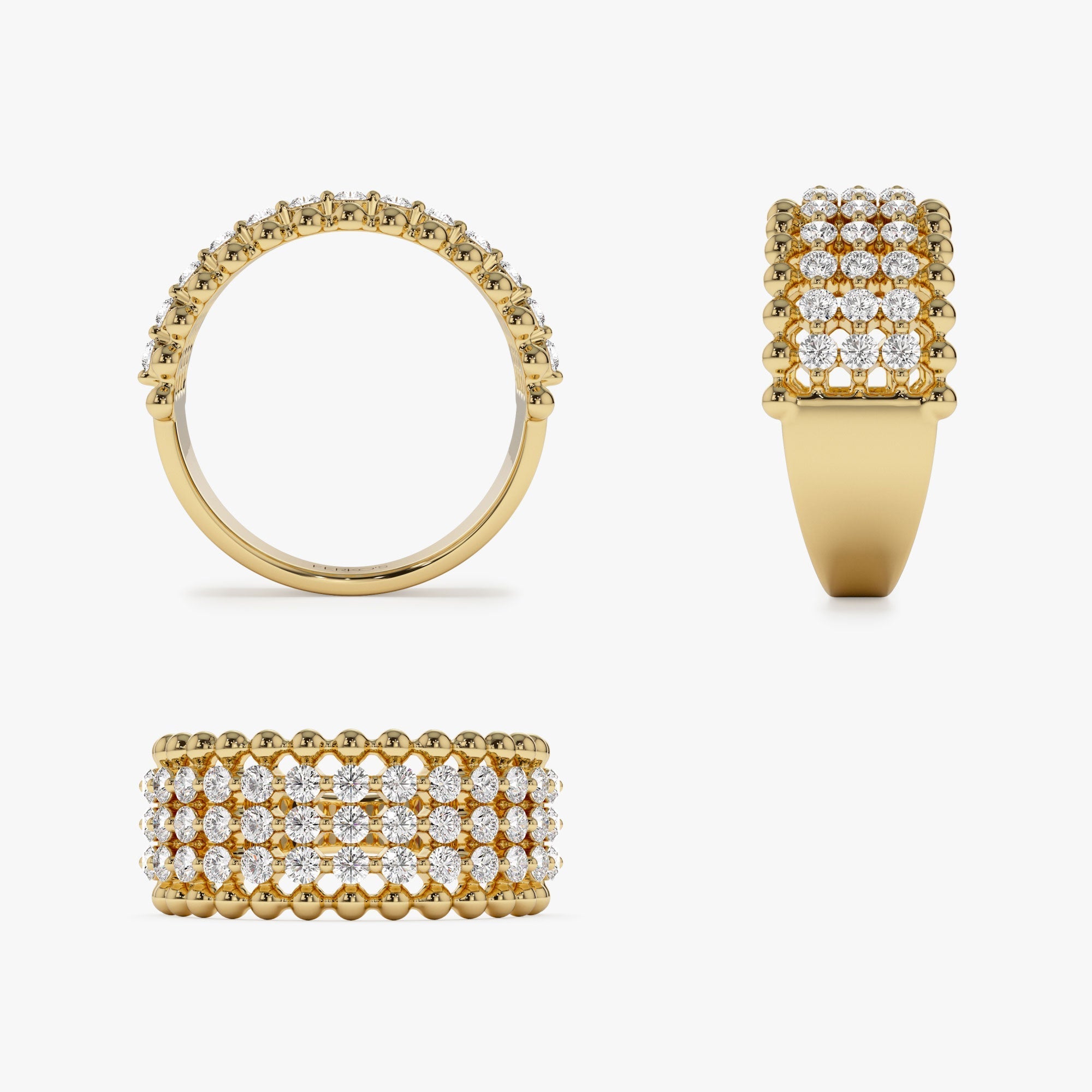 14k Floating Diamond Bubble Band - GeumJewels