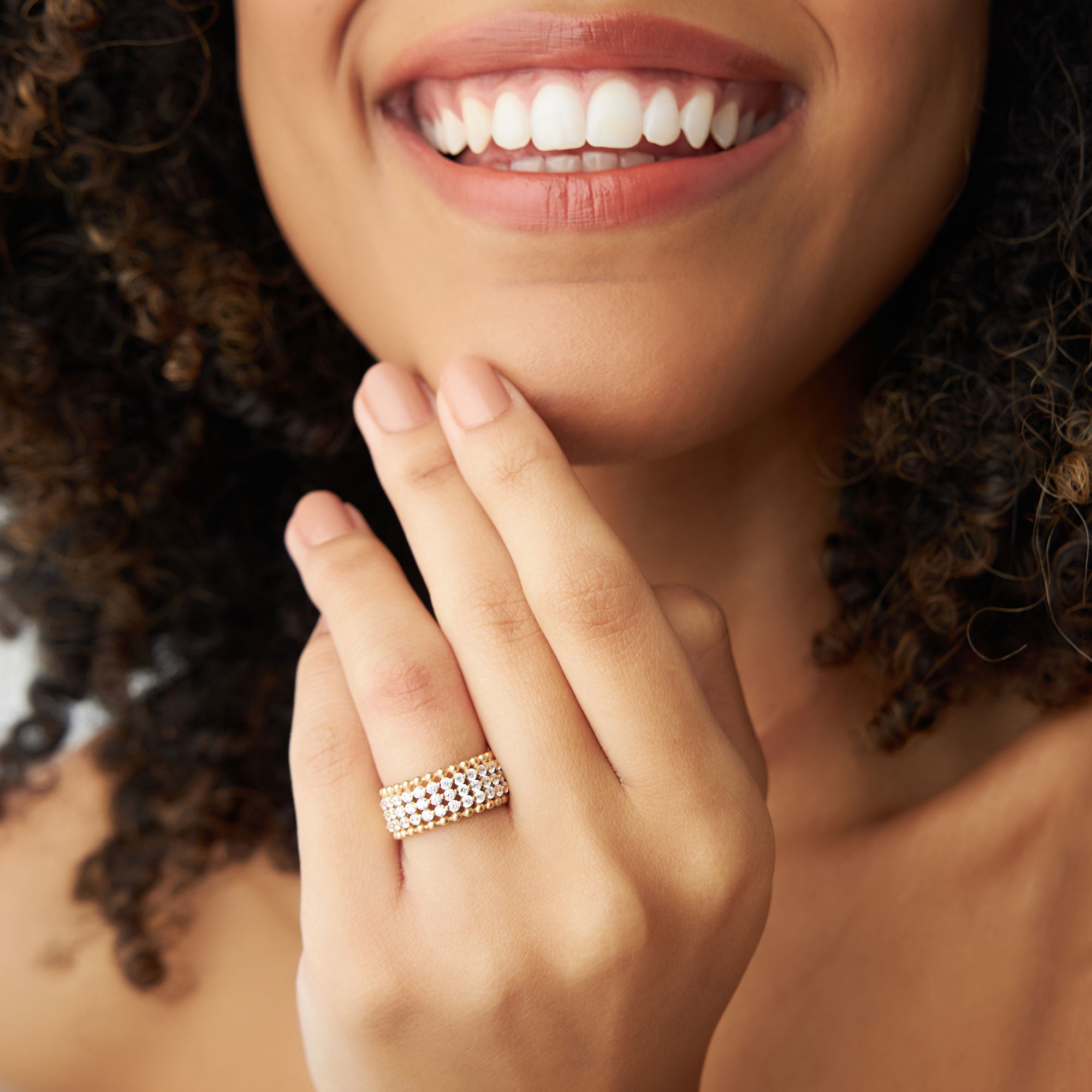 14k Floating Diamond Bubble Band - GeumJewels