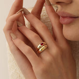 14k Flush Set Oval Ruby Dome Ring - GeumJewels
