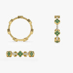 14k Full Eternity Clover Emerald and Diamond Ring - GeumJewels