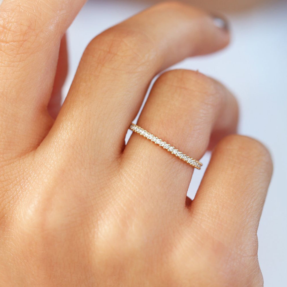 14k Full Eternity Petite Diamond Ring - GeumJewels
