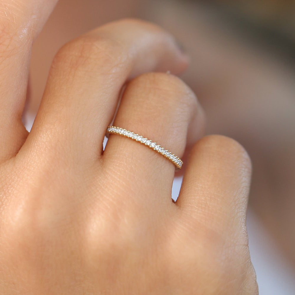 14k Full Eternity Petite Diamond Ring - GeumJewels