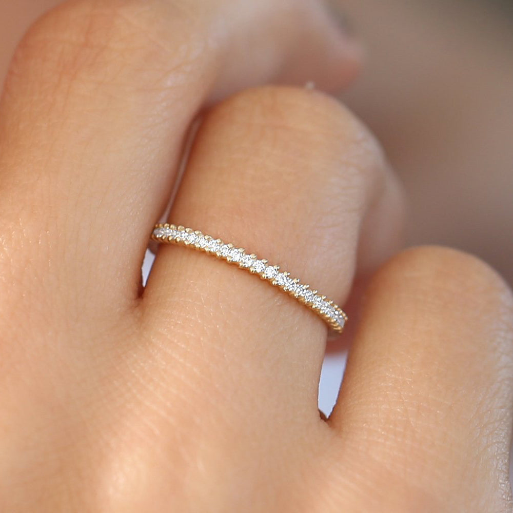 14k Full Eternity Petite Diamond Ring - GeumJewels