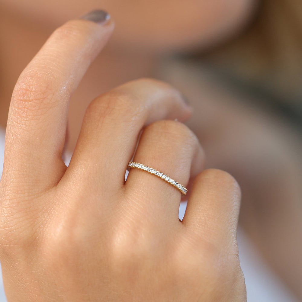 14k Full Eternity Petite Diamond Ring - GeumJewels