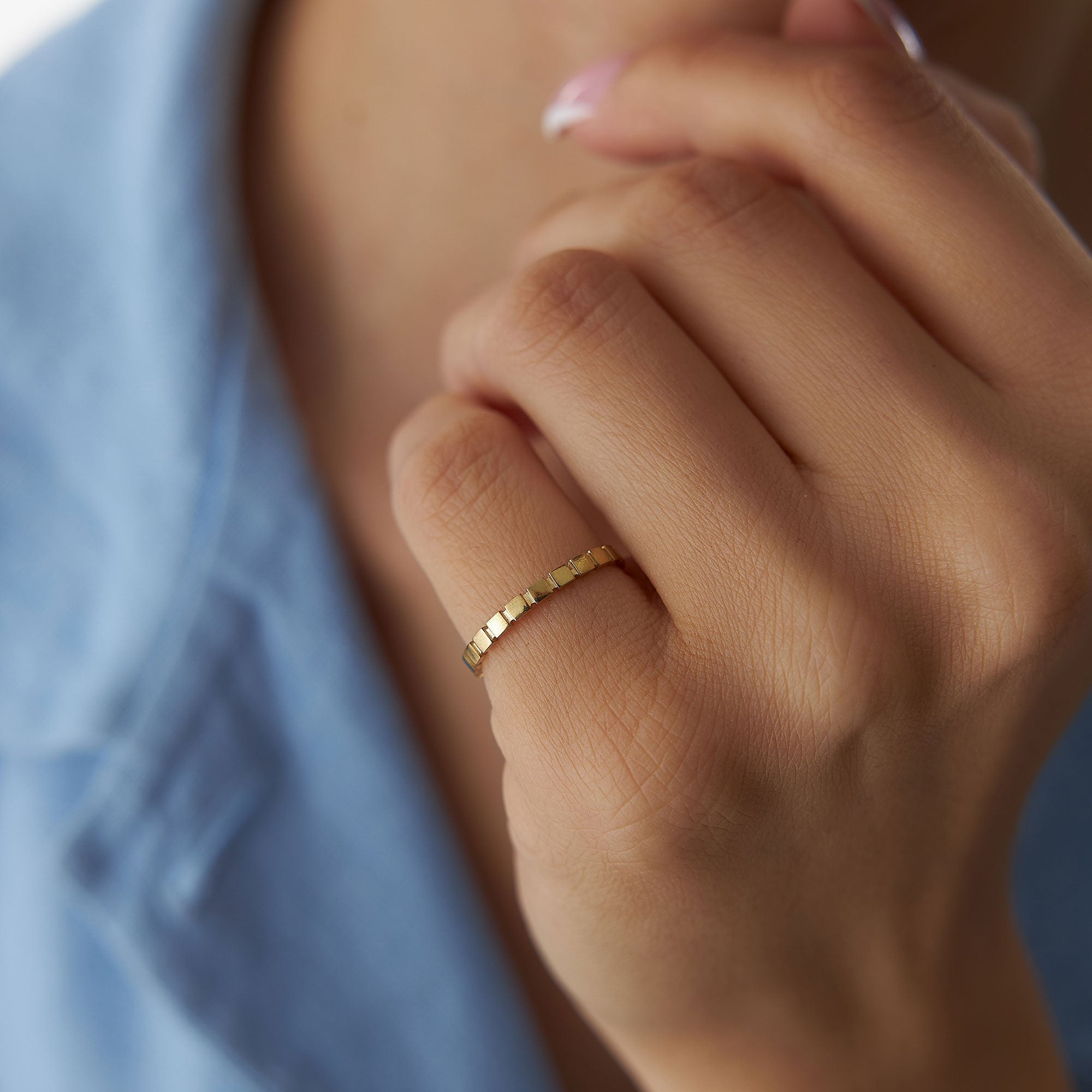 14K Geometric Square Stacking Ring - GeumJewels