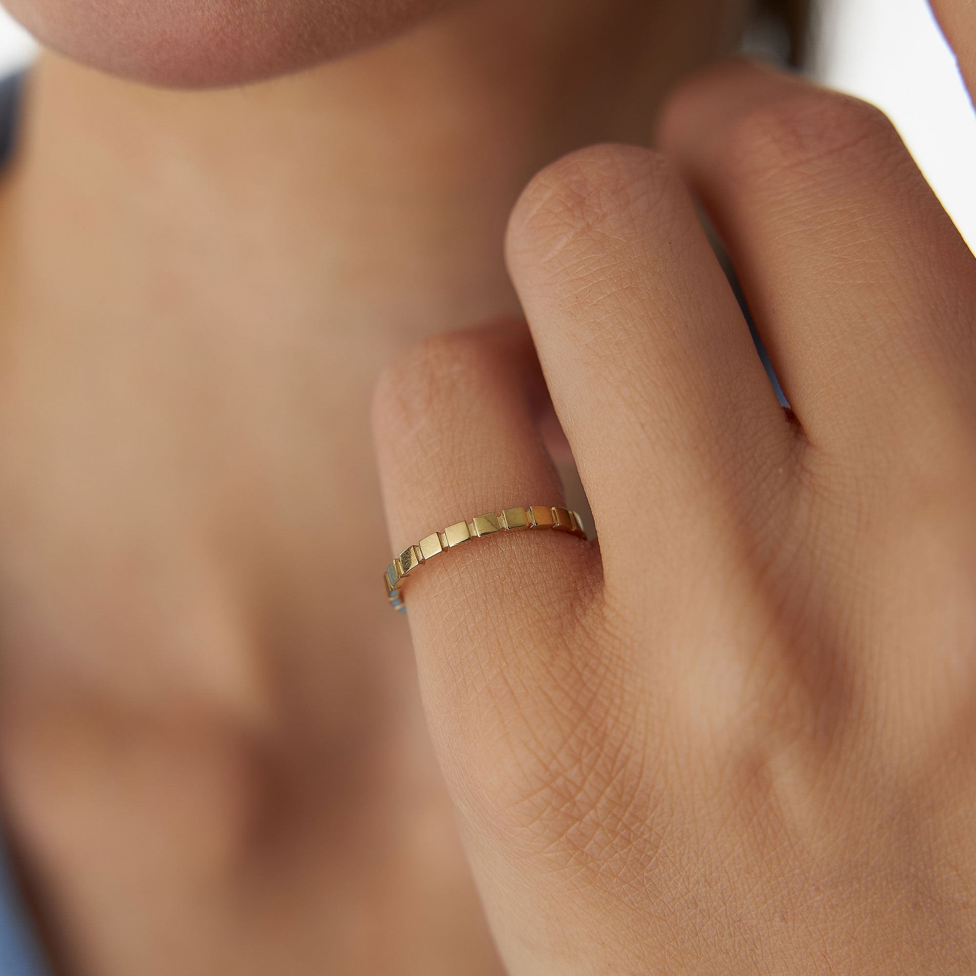 14K Geometric Square Stacking Ring - GeumJewels