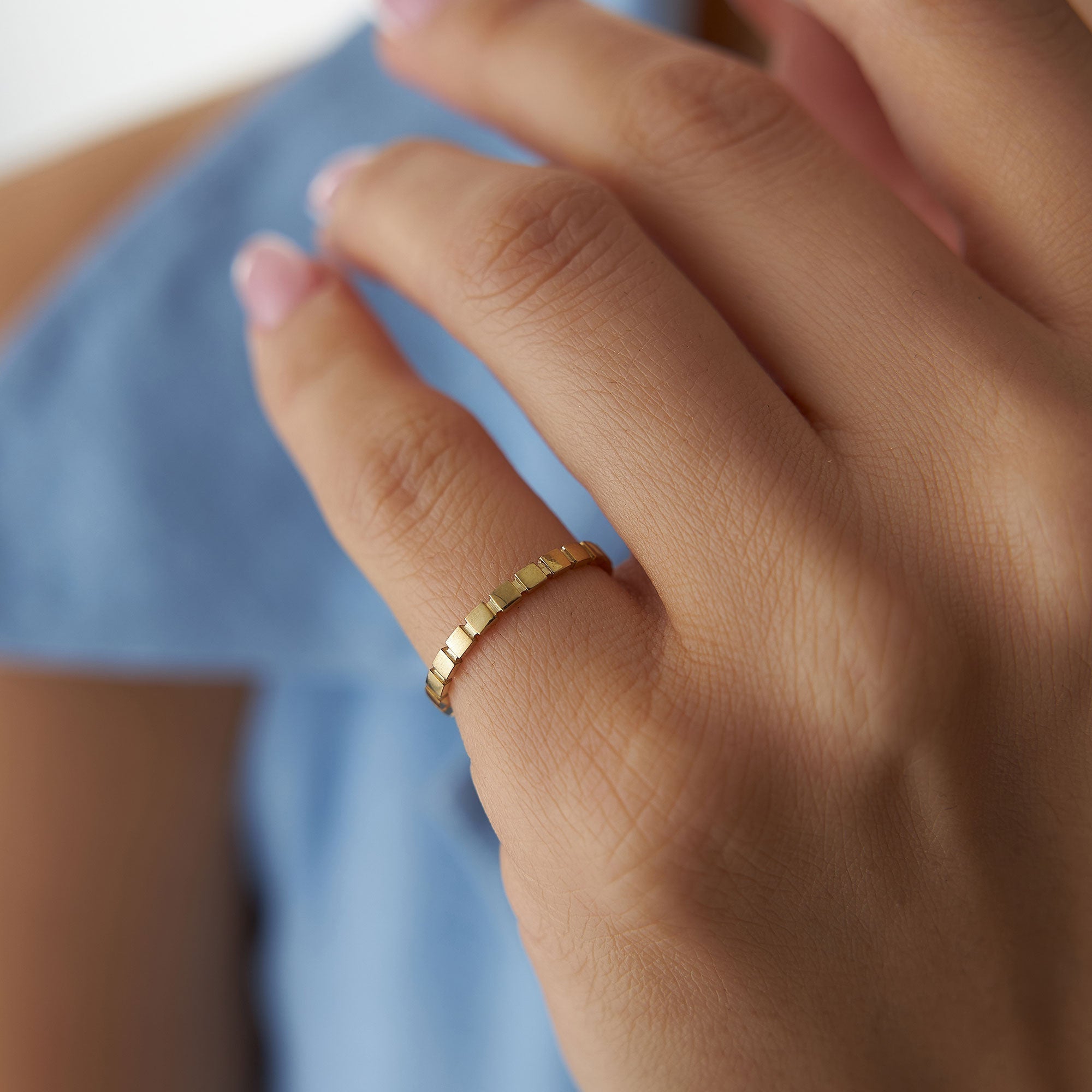 14K Geometric Square Stacking Ring - GeumJewels