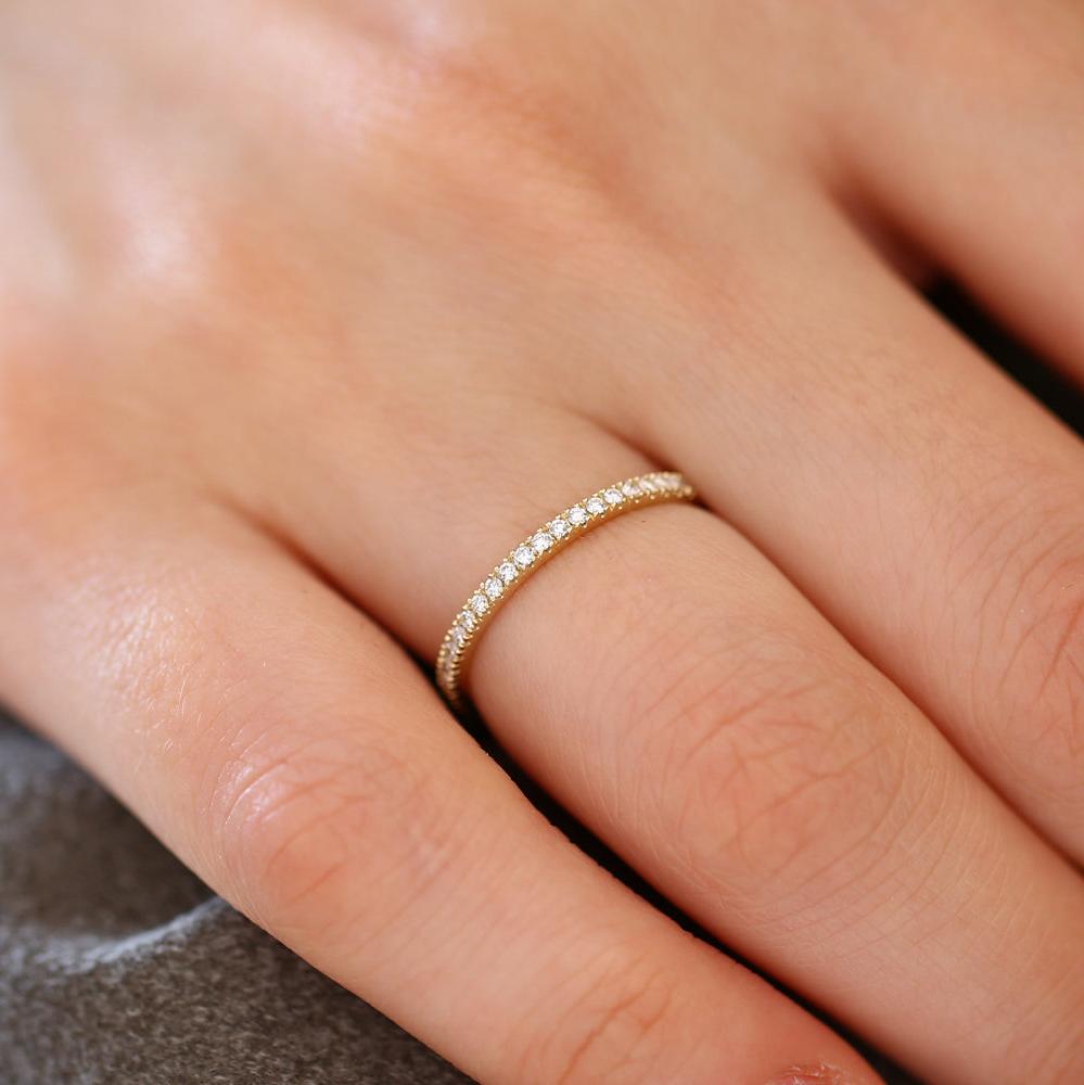 14K Gold 1.5MM Full Eternity Diamond Ring - GeumJewels