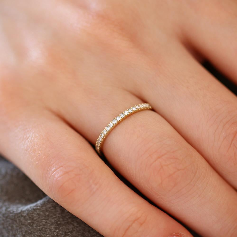 14K Gold 1.5MM Full Eternity Diamond Ring - GeumJewels